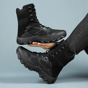 Botas de Senderismo Tácticas para Hombre, Parte Superior Sintética Negra, Forro de Malla, Suela de Goma Impermeable, Punta Cerrada, para Todas las Estaciones, Aire Libre - Product Image 3