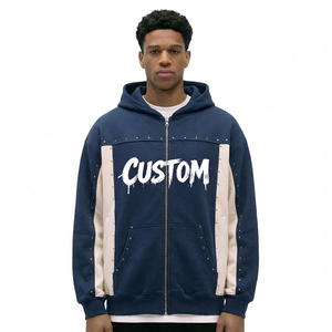 Sudaderas con capucha de algodón de 380 g/m², extragrandes, con cremallera, de alta calidad, con parches de diamantes de imitación personalizados, fabricante de sudaderas con capucha. - Product Image 1