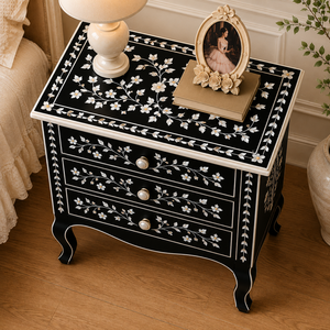 Mesa de Noche de Resina y Madera de la Mejor Calidad con Puerta, Mesa Auxiliar de Lujo, Mesa Lateral Moderna, Mueble de Decoración para el Hogar de Madera Natural - Product Image 5