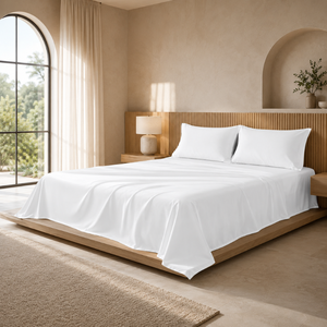 Sábana Blanca Lisa de Lujo de 400 Hilos |   Ropa de Cama Suave y Transpirable para Hoteles, Resorts, Habitaciones, Hogares y Suministros de Hostelería - Product Image 1