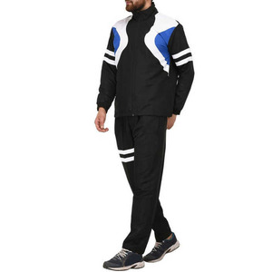 Ensemble de survêtement 2 pièces personnalisé avec fermeture éclair pour homme, avec passepoil et revers élastiques, coupe-vent unisexe en nylon color block - Product Image 4