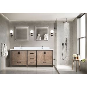 Rustic Barnwood Double <b>Bath</b> Vanity 80 In. W X 22 In. D with White Quartz Top and 30 In. <b>Mirrors</b> Bathroom Vanities - Product Image 2
