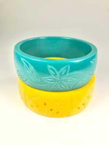 Yellow Black Red Solid <b>Resin</b> Bangle Bracelet Stack Women Plain Round Wrist Cuff Fashion Jewelry Handcrafted Acrylic Arm <b>Ring</b> - Product Image 5