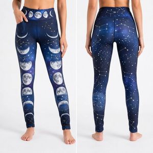 Leggings de yoga pour femmes à motif graphique phases de lune célestes, haute élasticité, anti-boulochage, collants de sport, fournisseur - Product Image 1