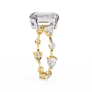 Anillo de Compromiso de Diamante de Banda Completa de 3 Quilates, Corte Radiante, Cultivado en Laboratorio, Oro de 14K, Certificado IGI, VS1, Diamante E, para Aniversario o Boda - Product Image 4