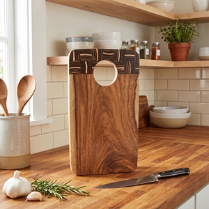 Food Grade Suar Wood Rectangular Cutting Board With Coconut <b>Shell</b> Dark And White Inlay Catur Pattern <b>Light</b> Brown For The Kitchen - Product Image 4