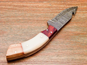 Damascus Steel Gut Hook Skinner <b>Knife</b> <b>Bone</b> and Wood <b>Handle</b> Handmade Fixed Blade Hunting <b>Knife</b> Wholesale Bulk Order - Product Image 3