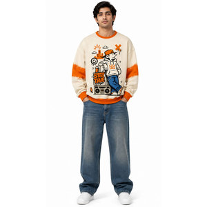 Sudadera de cuello redondo para hombre, estilo hip hop, con estampado de dibujos animados, jersey oversize de algodón tejido para otoño, manga regular, logo frontal - Product Image 2