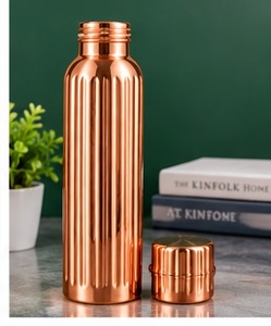 Bouteille d'eau en cuivre artisanale, finition martelée, bouteille de voyage portable avec couvercle, design vintage, matériau en cuivre pur - Product Image 4
