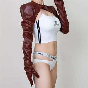 Gants longs en latex rouge ultra brillants pour femme, style opéra, pour soirée, cosplay, performance, effet mouillé, ultra brillants - Product Image 5