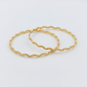 Divyoro Gold Plated <b>Copper</b> Alloy Wave Pattern Bangle <b>Bracelets</b> Unisex Classic Style Jewelry - Product Image 1