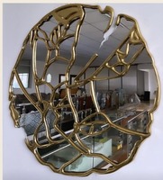 Miroir mural décoratif abstrait doré moderne de luxe, miroir irrégulier, décoration d'intérieur design, options de formes multiples