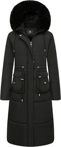Abrigo Largo Acolchado Verde Oliva para Mujer de Orha International con Capucha de Piel, Parka Maxi de Plumón, Ropa de Abrigo Cálida para Invierno - Product Image 2