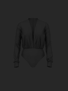 Camisón de Satén Negro para Mujer, Manga Larga, Cuello en V, Elegante, Color Sólido, Tela Suave, para Verano - Product Image 4