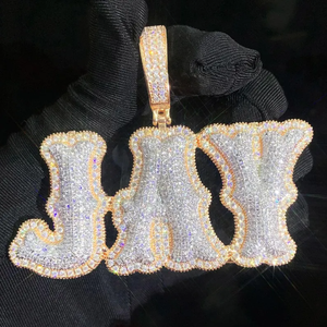 <b>Custom</b> <b>Name</b> Pendant 925 Silver Moissanite Sparkling Iced Diamond-Look Letter <b>Necklace</b> Trendy Hip Hop Unisex Classic Gift Jewelry - Product Image 6