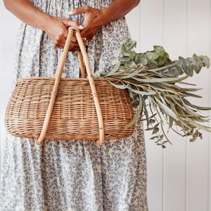 <b>Large</b> rattan picnic <b>basket</b> multi use container for home & outdoor great quality braided <b>baskets</b> - Product Image 6