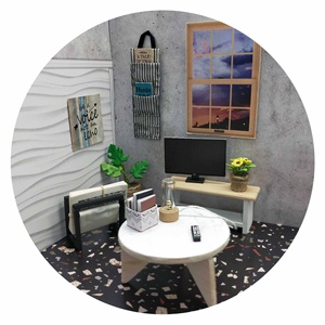 Ensemble de meubles de salon miniature pour maison de poupée à l'échelle 1:12, jouets en bois multicolores, matériaux en papier et en argile - Product Image 1