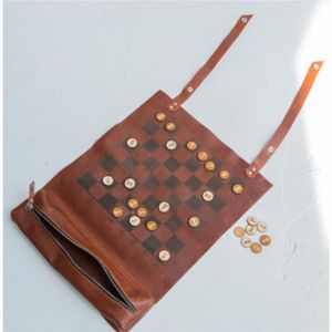 Juego de Backgammon de Cuero - Juego de Mesa Enrollable Portátil de Viaje con Material de PU y Diseño en Relieve - Múltiples Colores - Product Image 5