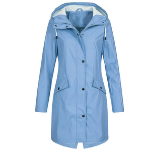 Veste de pluie imperméable à capuche pour femme, longue, coupe-vent, style trench-coat, ajustée, multicolore, vente en gros OEM - Product Image 5