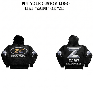 Sudadera con Capucha Oversize Negra de 400g, de Algodón y Poliéster, Ecológica, con Impresión DTF Personalizada, Impresión Puff, Marca Privada - Product Image 1