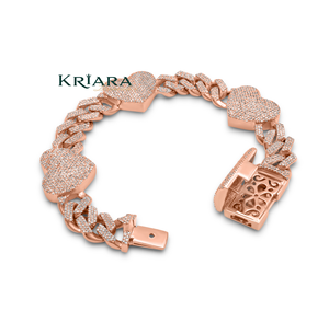 Bracelet chaîne cœur en moissanite plaqué or rose S925, micro-pavé, bijoux de luxe unisexe, à porter au quotidien - Product Image 2