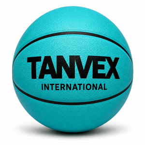 Ballon de basketball TANVEX INTERNATIONAL noir avec logo doré, revêtement en PVC, chambre à air en caoutchouc naturel, taille et poids personnalisables (600-650g) - Product Image 3