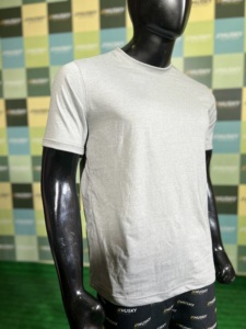 T-shirt en jersey de coton gris à manches courtes et col rond pour homme, coupe classique, motif décontracté, respirant, séchage rapide, 100 % coton - Product Image 2