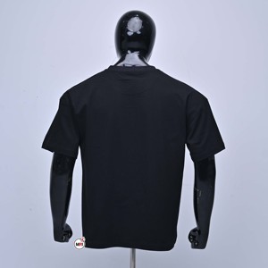 T-shirts pour hommes en coton noir de qualité supérieure, décontractés, à manches courtes, col rond, imprimé avec un motif de lettres sur le devant, 220g, séchage rapide - Product Image 2