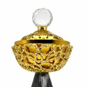 Luxury Gold Metal <b>Bakhoor</b> Burner Mabkhara Arabic <b>Oud</b> Cypress Incense Black Marble Base Home Aromatic Fragrance Decor - Product Image 3