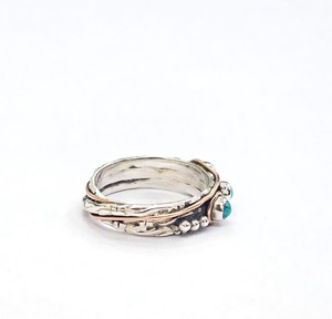 Artisan Three <b>Turquoise</b> Band <b>Ring</b> 925 Sterling Silver Handmade Classic Gemstone <b>Ring</b> for Women's Everyday Wear - Product Image 5