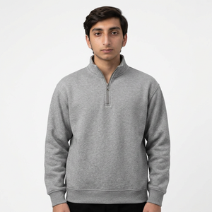 Sweat-shirt personnalisé pour homme à col montant zippé, en molleton bouclette mi-lourd, coupe oversize, style moderne et décontracté - Product Image 1