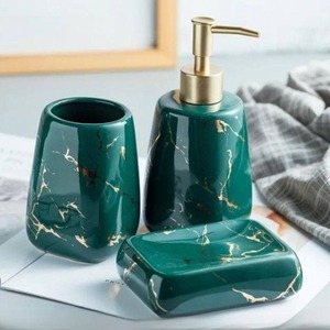 Ensemble d'accessoires de salle de bain de luxe 6 pièces, ensemble de salle de bain élégant en résine, distributeur de savon, porte-brosse à dents, plateau - Product Image 6