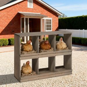 Cajas de Nidificación para Gallinas, 6 Compartimentos, Caja de Madera para Poner Huevos, Color Gris, para Gallinas, Patas de Gallina y Patos - Product Image 4