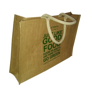 Customized Logo Colorful Eco-friendly <b>Jute</b> <b>Tote</b> Shopping <b>Bag</b> with Wood Handle for Weddings and Beach Promotions - Product Image 3