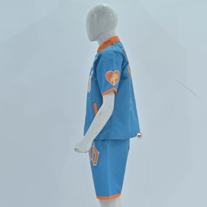 MRI Brand Mens Short Sleeves <b>Track</b> Sets Blue Orange Contrast Trim Printed Letter Custom Logo OEM Pattern Regular Fit Casual Wear - Product Image 2