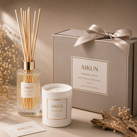 Set Hadiah Lilin Aromaterapi Kaca Embos Mewah AIKUN Dengan Kotak Pita Untuk Grosir Hotel