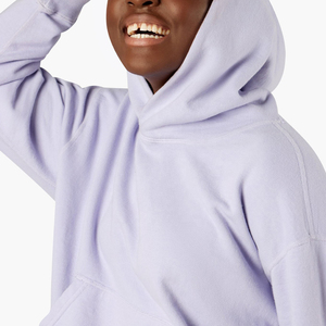 Sweat-shirt à capuche violet clair pour femme avec poche avant, pull décontracté pour l'hiver, haut de jogging - Product Image 6