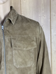 GRIP SAFE INDUSTRIES Men's Tan Goat <b>Suede</b> Bomber <b>Jacket</b> Minimalist Trucker Style YKK Zipper Quick Dry Breathable - Product Image 2