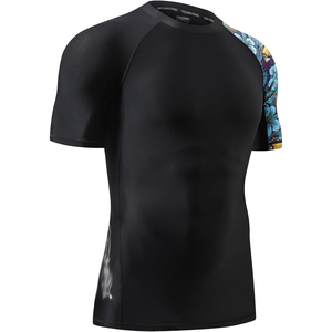 Maillot de bain à manches courtes pour homme, extensible, à séchage rapide, personnalisable, en polyester sublimé - Product Image 1