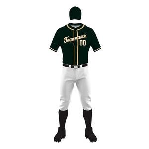 <b>Men's</b> Baseball Uniform Set Dark Green Jersey <b>White</b> Pants With Belt And Black <b>Socks</b> Breathable Polyester All Seasons Team Name - Product Image 5