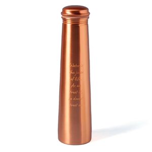 Bouteille d'eau en cuivre artisanale, design minimaliste, portable, pour les voyages, avec citation inspirante - Product Image 1