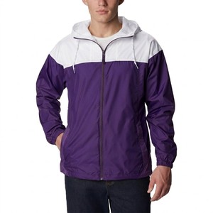 Trendy Design Direct Factory Men Purple <b>White</b> Contrast Hooded Windbreaker <b>Jacket</b> Lightweight Zip Up <b>Waterproof</b> Outdoor Sports - Product Image 5