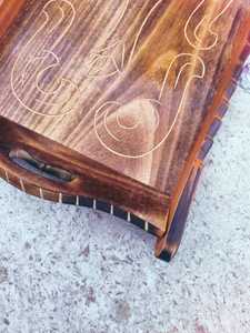 Handmade Wooden Ottoman <b>Tray</b> <b>Large</b> Wood Serving <b>Tray</b> for Dining Table Coffee Table Kitchen and Home Decor - Product Image 4