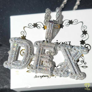 Luxury Moissanite Diamond " DEX " Letter Pendant With Rope Chain Full Iced Out Hip Hop Necklace Jewelry - Product Image 6
