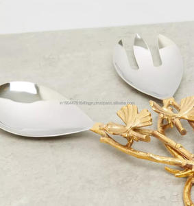 High Quality Salad <b>Serving</b> <b>Spoon</b> and Fork with Leaf Applique Handle Salad Tool - Product Image 3
