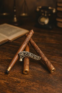 Natural Wooden Eco-Friendly Polished Brass Handle Rustic Modern Walking Sticks Canes for Gifts - Product Image 3