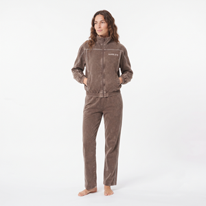 Women's Regular Fit Full Zip Acid Wash Jacket Contrast Piping Jogger Tracksuit Custom Sportswear Set - Product Image 4