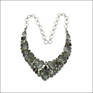 Collier en argent 925 multistone à la mode collier solide collier adorable collier fait main - Product Image 3