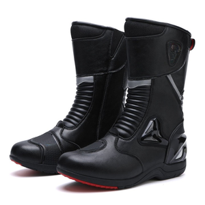 Bottes de moto en cuir blindé, bottes de motard avec fermeture éclair latérale, semelle antidérapante, bottes de tourisme pour homme et femme - Product Image 5
