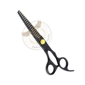 Tijeras de peluquería para entresacar, de acero inoxidable, con soporte fijo para el dedo - Product Image 1